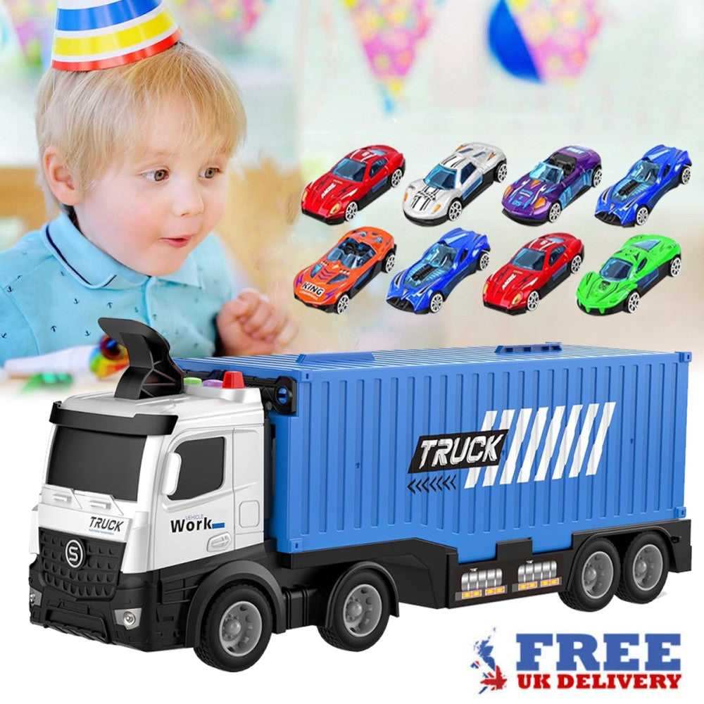 Transport Truck Toys Cars with 8 Metal Race Cars Toy Gifts for Boys Ages 3 4 5 6