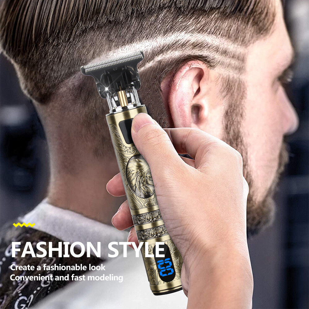 Professional Men Cordless Hair Clippers Beard Trimmer Cutting Machine Kit Small LCD Screen Display