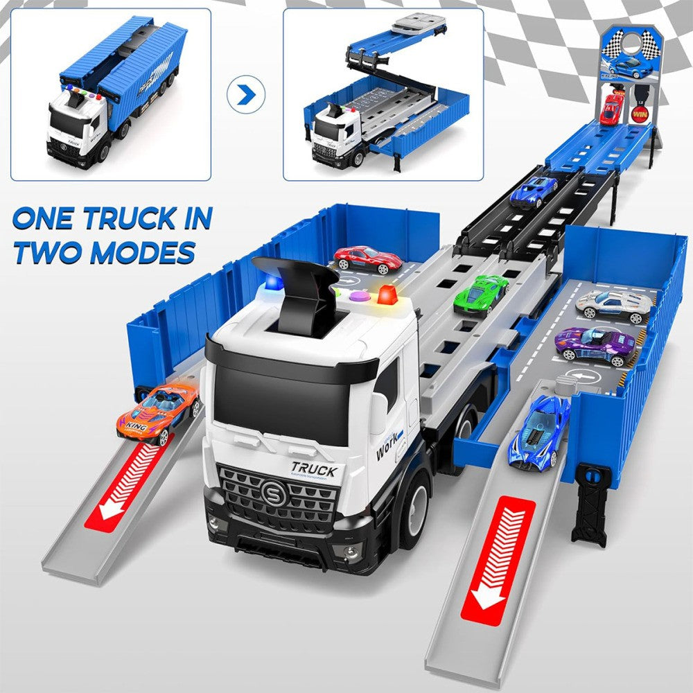 Transport Truck Toys Cars with 8 Metal Race Cars Toy Gifts for Boys Ages 3 4 5 6