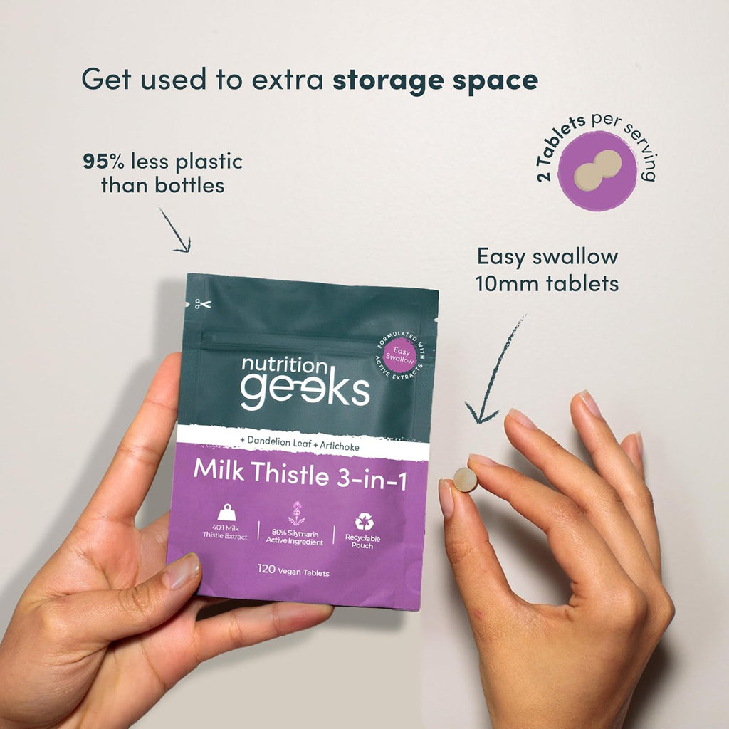Milk Thistle Tablets 3-In-1 Complex - 120 Tablets (2 Month Supply) - 100Mg Extract 80% Silymarin with Artichoke & Dandelion Leaf (Not Milk Thistle Capsules or Tincture) - Vegan - UK Made Supplement