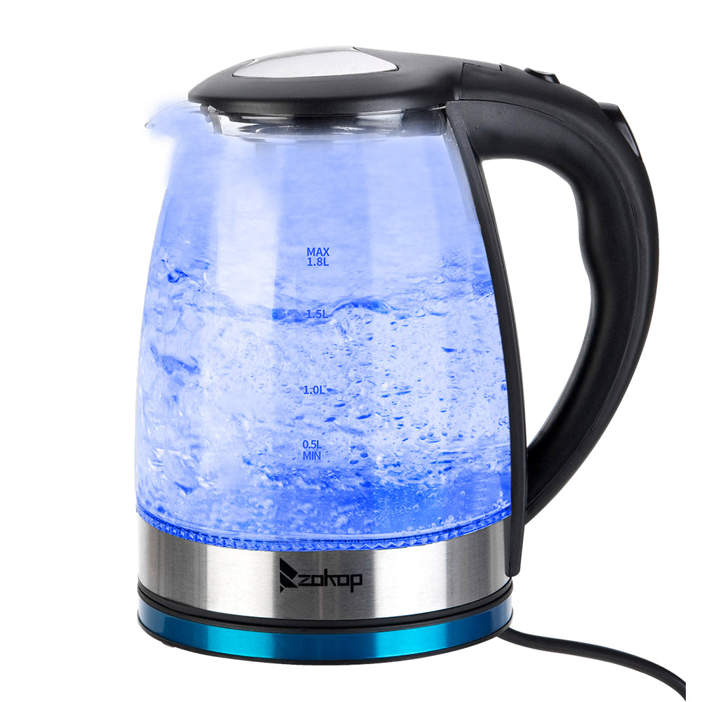 Zokop High Quality 1.8L Electric Glass Kettle 220V 2000W UK Plug