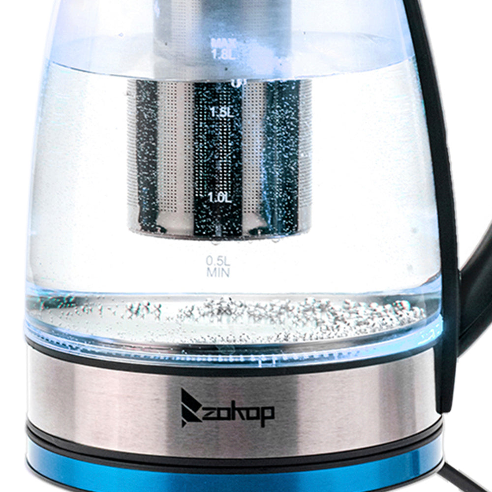 Zokop High Quality 1.8L Electric Glass Kettle 220V 2000W UK Plug