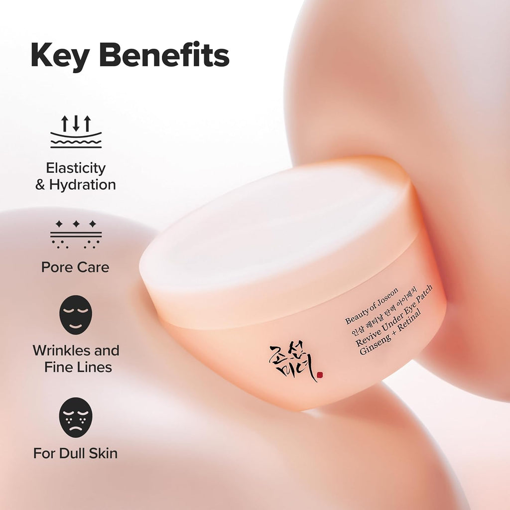 Beauty of Joseon Revive under Eye Patch Retinal Ginseng for Puffy under Eye Bag Masks Collagen Peptide Korean Skincare for Women and Men, 60 Sheets 30 Pairs