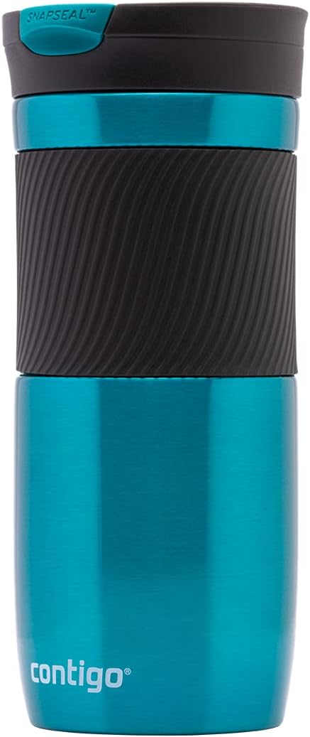 Contigo Byron Snapseal Travel Mug  470ml Licorice | Stainless Steel Thermal-Mug | Insulated Coffee to Go Cup | 100% Leakproof | Keeps Hot for 7 Hours | Dishwasher Safe Lid |