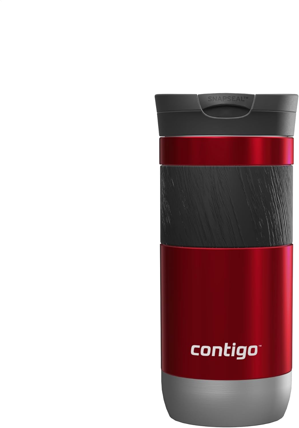 Contigo Byron Snapseal Travel Mug  470ml Licorice | Stainless Steel Thermal-Mug | Insulated Coffee to Go Cup | 100% Leakproof | Keeps Hot for 7 Hours | Dishwasher Safe Lid |