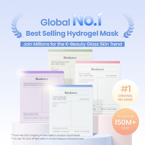 BIODANCE Hydro Cera-Nol Real Deep Face Mask 4 Pcs | after Sun Care, Sunburn Relief, Soothing | Hydrogel Overnight Mask | Korean Face Mask for Glass Skin | Korean Skincare