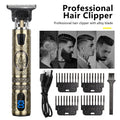 Professional Men Cordless Hair Clippers Beard Trimmer Cutting Machine Kit Small LCD Screen Display