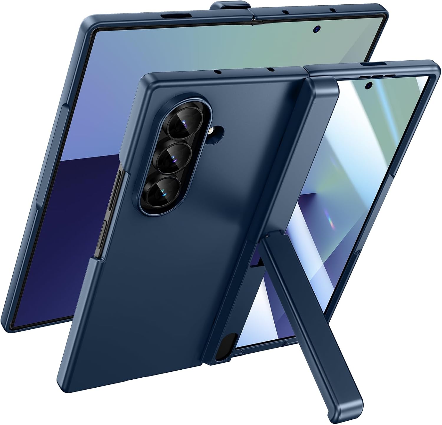 Doeshine for Samsung Galaxy Z Fold 7 Case with Kickstand Military-Grade Shockproof Protective Phone Case Cover (Blue) & Front Screen Protector, [Support Wireless Charging] Magnetic Hinge Protection, 