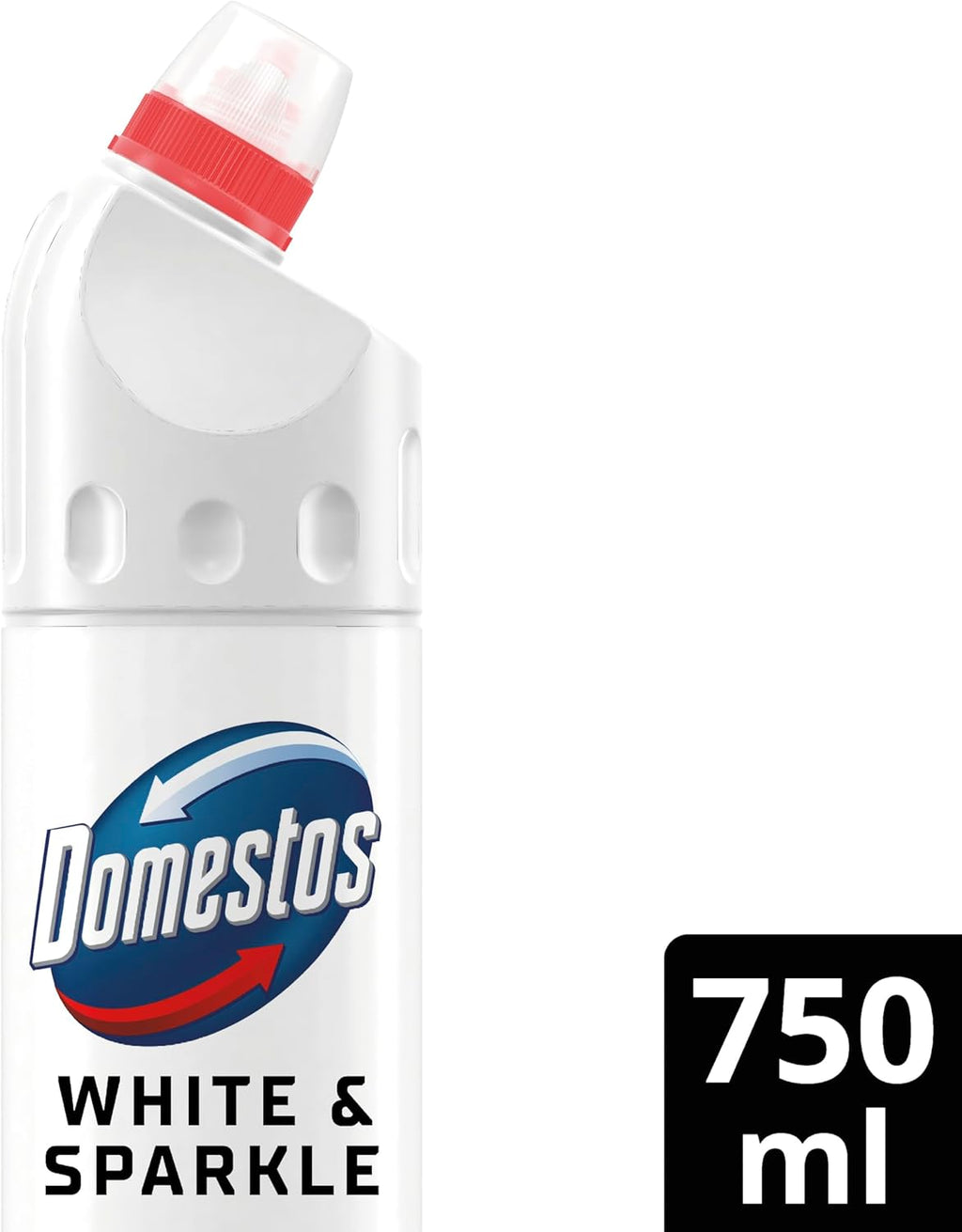 Domestos White & Sparkle Thick Bleach Disinfectant That Eliminates 99.99% of Bacteria and Viruses* Unstoppable Whitening Power 750 Ml
