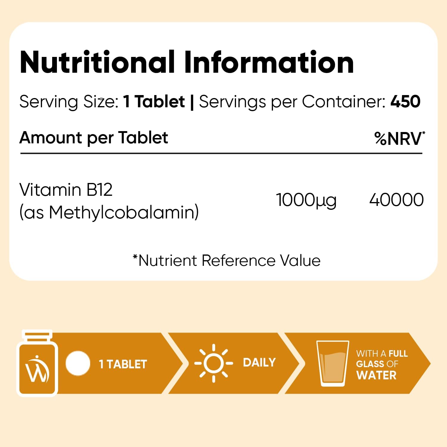 Vitamin B12 Tablets - 450 Tablets (1+ Year Supply) - 1 per Day - 1000Mcg - 6Mm in Size - Easy to Swallow - Methylcobalamin Form - Vegan Vitamin B12 Supplement for Men & Women - Made in the UK