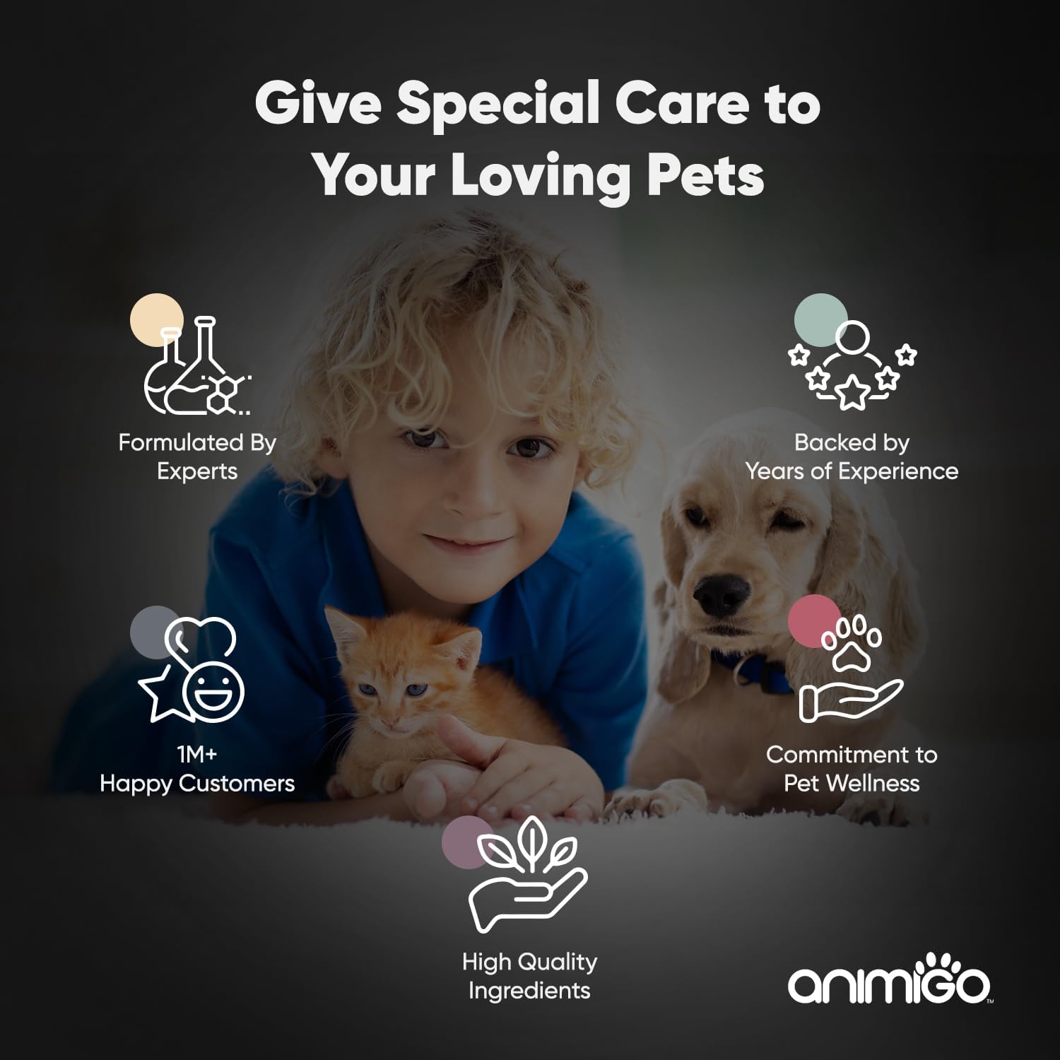 Animigo Glucosamine for Dogs & Cats with Chondroitin (1075Mg) - 180 Capsules - Hip & Joint Supplement for Dogs & Cats of All Ages - with Turmeric, Ginger, Vitamin C & Rosehip - Cats & Dogs Joint Care