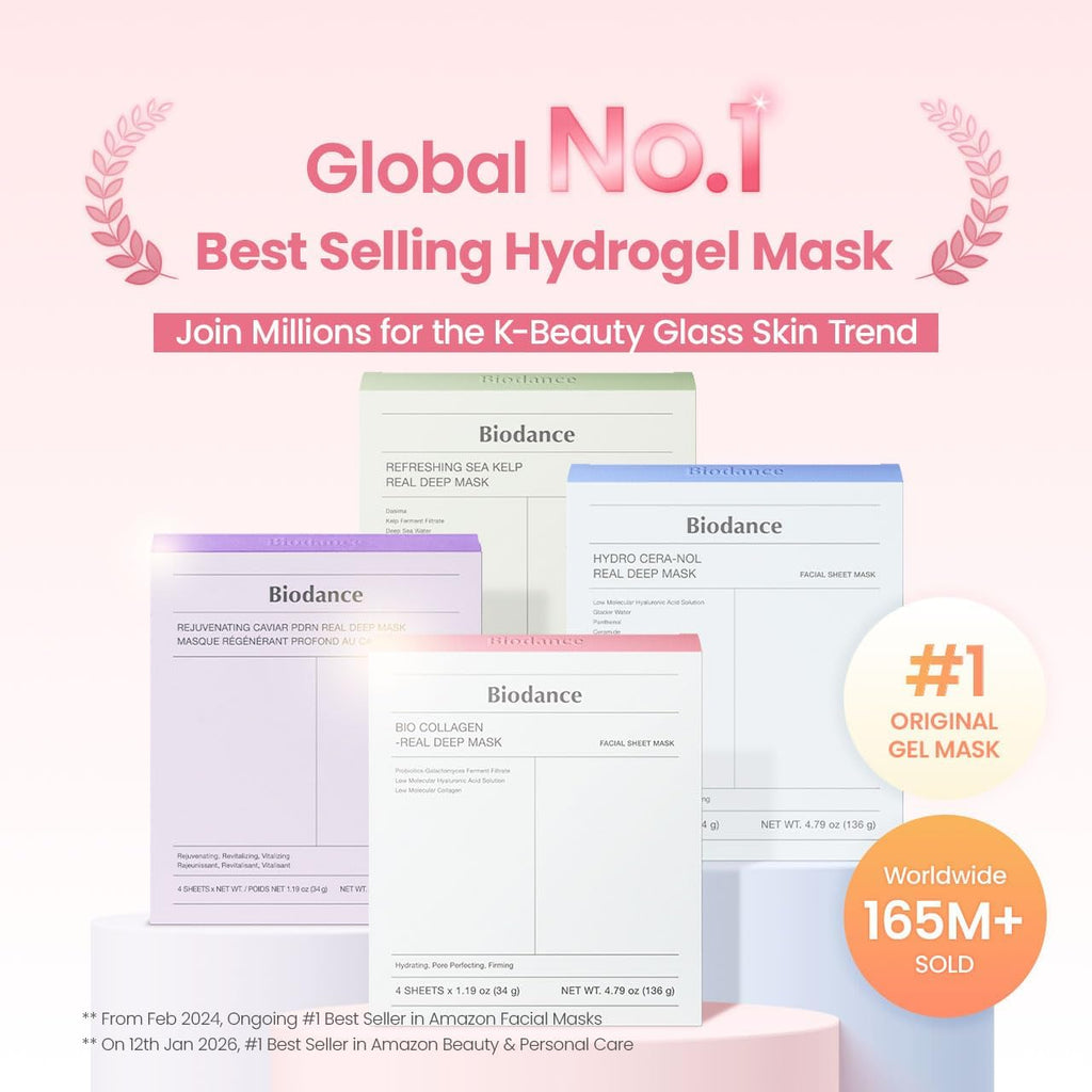 BIODANCE Bio-Collagen Real Deep Face Mask 4 Pcs | Hydrogel Overnight Mask | Pore Minimizing and Elasticity Improvement | Korean Face Mask for Glass Skin | Korean Skincare