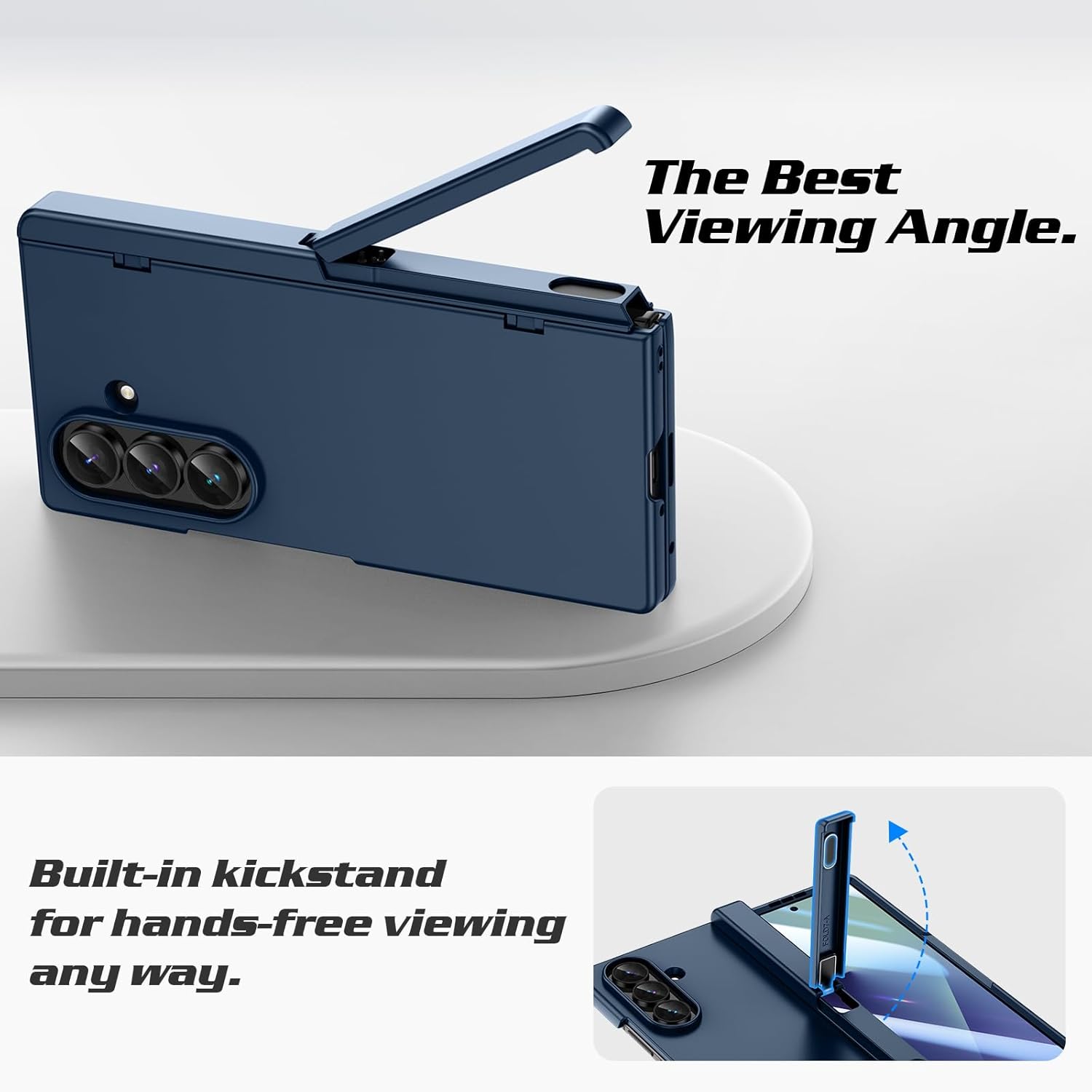 Doeshine for Samsung Galaxy Z Fold 7 Case with Kickstand Military-Grade Shockproof Protective Phone Case Cover (Blue) & Front Screen Protector, [Support Wireless Charging] Magnetic Hinge Protection, 