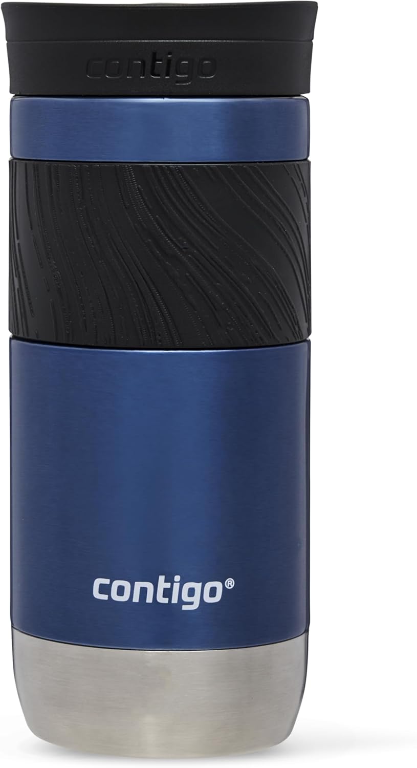 Contigo Byron Snapseal Travel Mug  470ml Licorice | Stainless Steel Thermal-Mug | Insulated Coffee to Go Cup | 100% Leakproof | Keeps Hot for 7 Hours | Dishwasher Safe Lid |