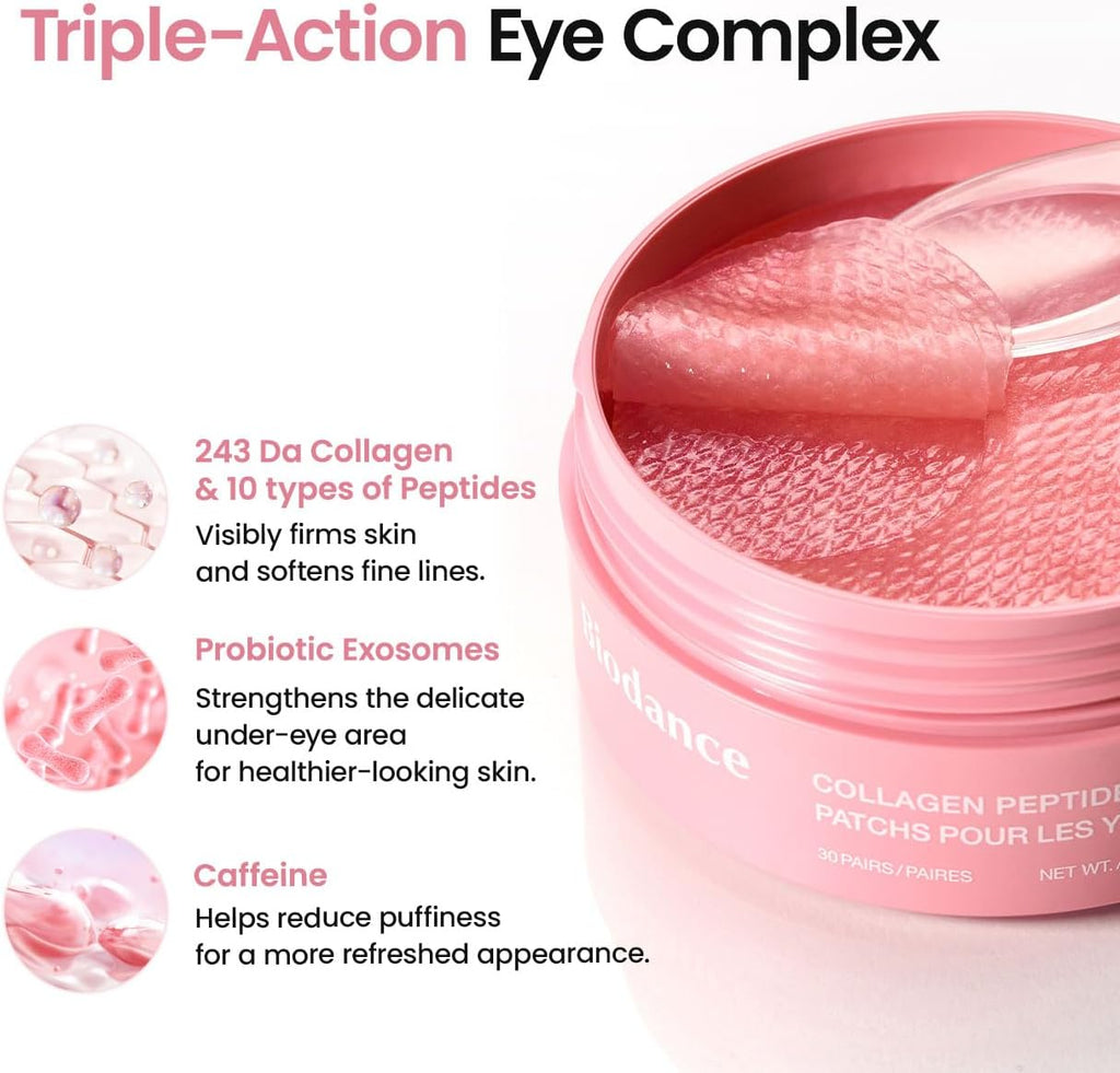 BIODANCE Collagen Peptide under Eye Patches 60 Counts. Advanced Hydrogel Eye Patches for Dark Circles & Puffy Eyes. under Eye Mask for Fine Lines. Eye Bags & Wrinkles. Korean Skincare.