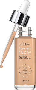 L'Oréal Paris Nude Tinted Serum for Face, Shade 4-5 Medium, Plumping and Hydrating Face Makeup, 1 Percent Pure Hyaluronic Acid, Nude Foundation to Cover, Replumps and Hydrates Skin in One Hour