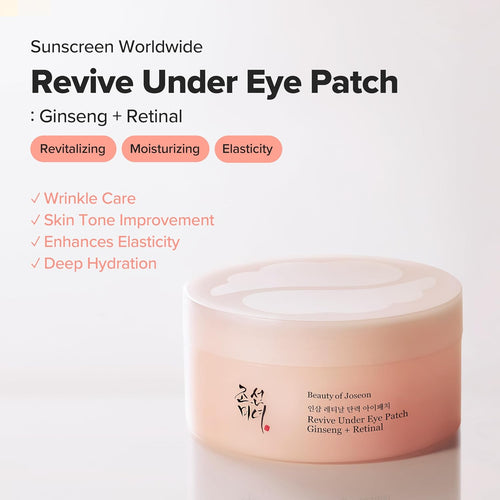 Beauty of Joseon Revive under Eye Patch Retinal Ginseng for Puffy under Eye Bag Masks Collagen Peptide Korean Skincare for Women and Men, 60 Sheets 30 Pairs