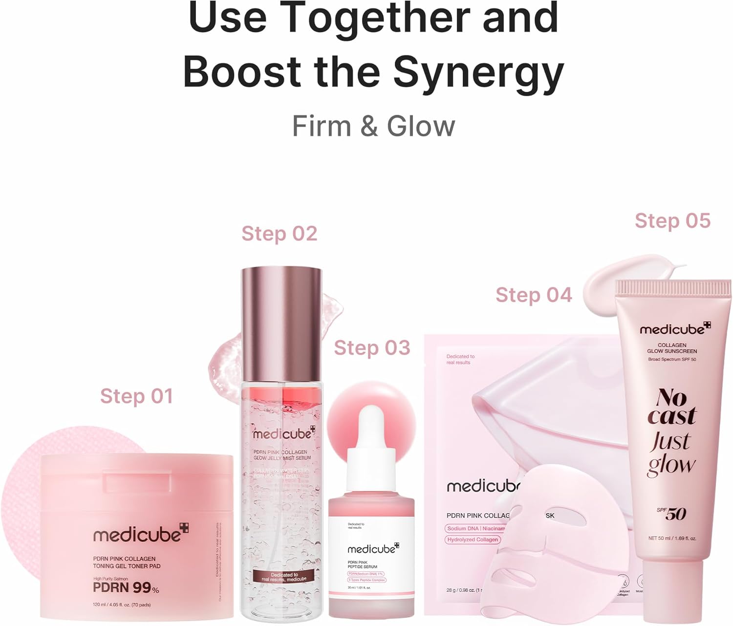 Medicube Salmon DNA PDRN Pink Collagen Jelly Gel Mask | Overnight Face Mask for Glass Glow Skin- Elasticity, Hydrating, Firming and Moisturising | Korean Skincare, 28G, 4Ea