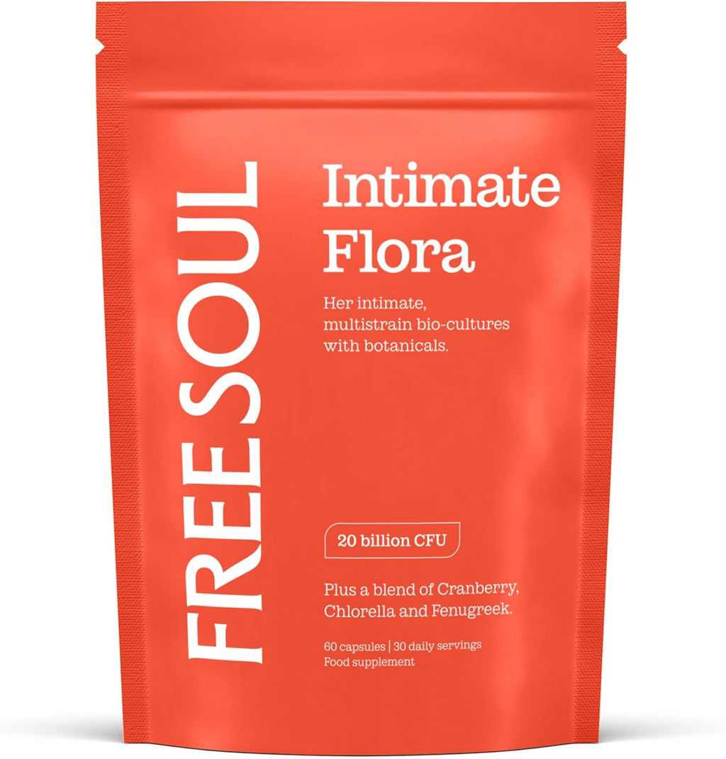 Intimate Flora for Women | 20 Billion CFU Fortified with 15,000Mg Cranberry, Fenugreek & Chlorella | Bio Cultures for Women'S Intimate Flora | 60 Capsules | Free Soul