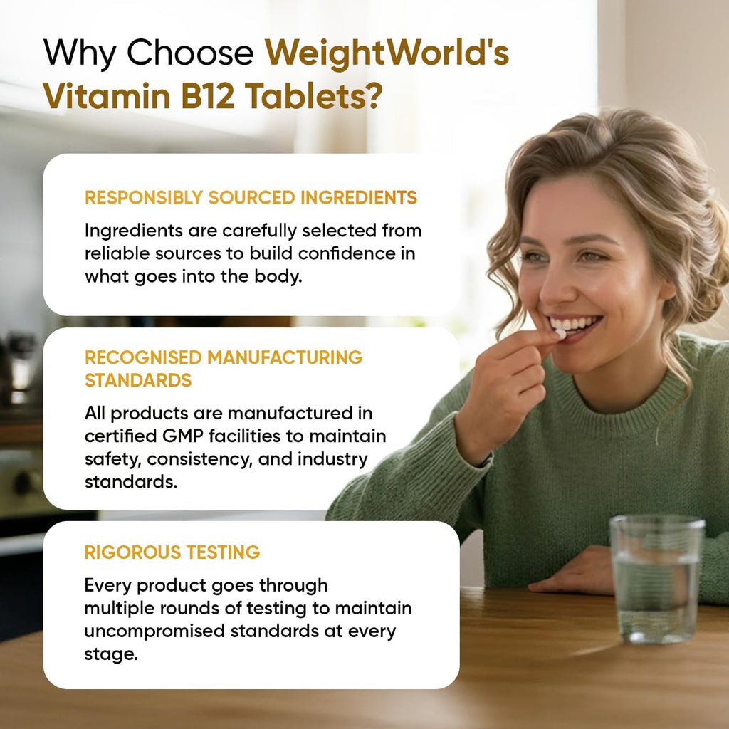 Vitamin B12 Tablets - 450 Tablets (1+ Year Supply) - 1 per Day - 1000Mcg - 6Mm in Size - Easy to Swallow - Methylcobalamin Form - Vegan Vitamin B12 Supplement for Men & Women - Made in the UK