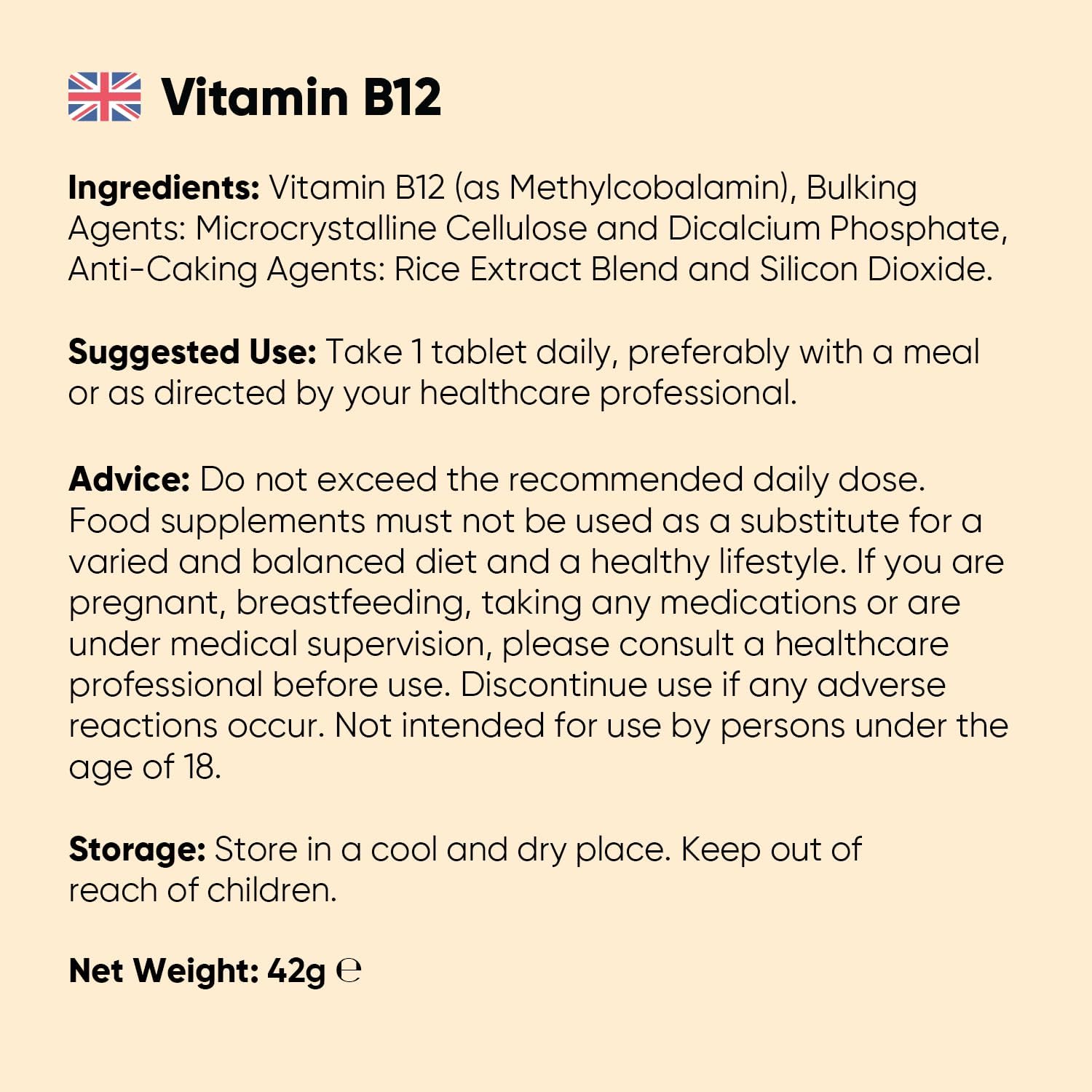 Vitamin B12 Tablets - 450 Tablets (1+ Year Supply) - 1 per Day - 1000Mcg - 6Mm in Size - Easy to Swallow - Methylcobalamin Form - Vegan Vitamin B12 Supplement for Men & Women - Made in the UK