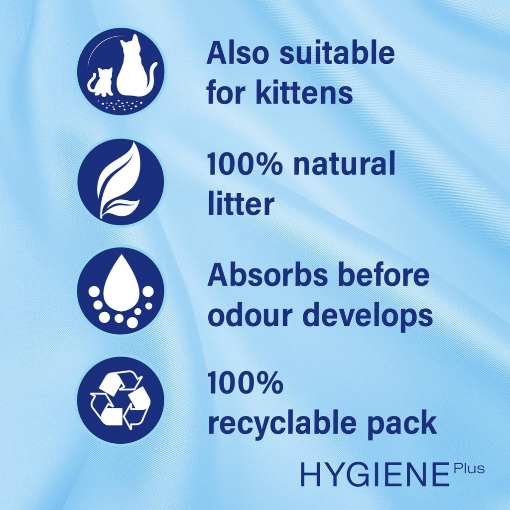 Catsan Hygiene Non-Clumping Cat Litter, 100 Percent Natural, Absorbent, 10 Litre, White