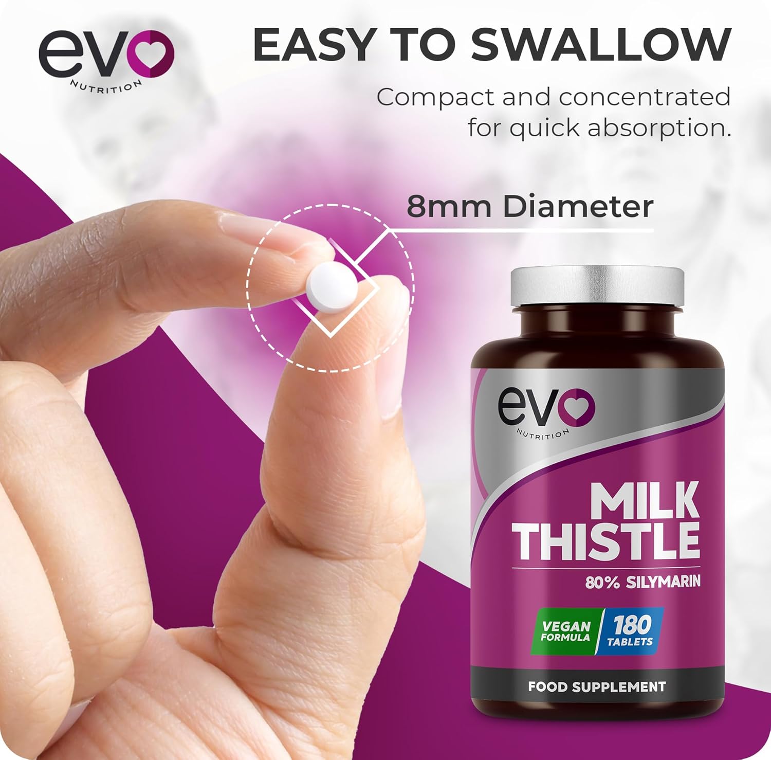Milk Thistle Tablets | 80% Silymarin | 180 Tablets | Vegan Supplement | Milk Thistle Capsules Alternative | Made in the UK