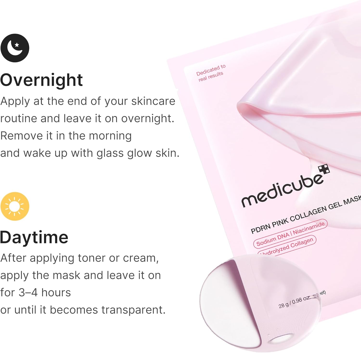Medicube Salmon DNA PDRN Pink Collagen Jelly Gel Mask | Overnight Face Mask for Glass Glow Skin- Elasticity, Hydrating, Firming and Moisturising | Korean Skincare, 28G, 4Ea