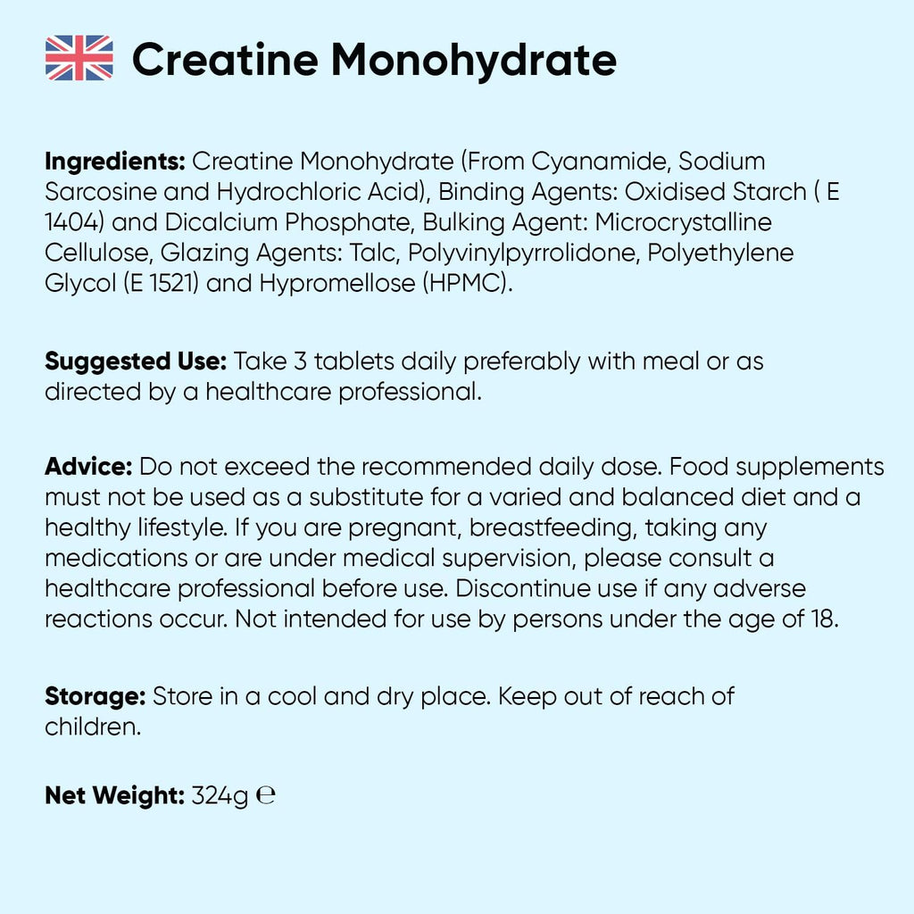 Creatine Monohydrate 3000Mg - 270 Vegan Tablets - 3 Months Supply - Micronised for Easy Absorption - Creatine Monohydrate Powder Tablets for Men & Women - Unflavoured, Keto-Friendly & Gmp-Approved