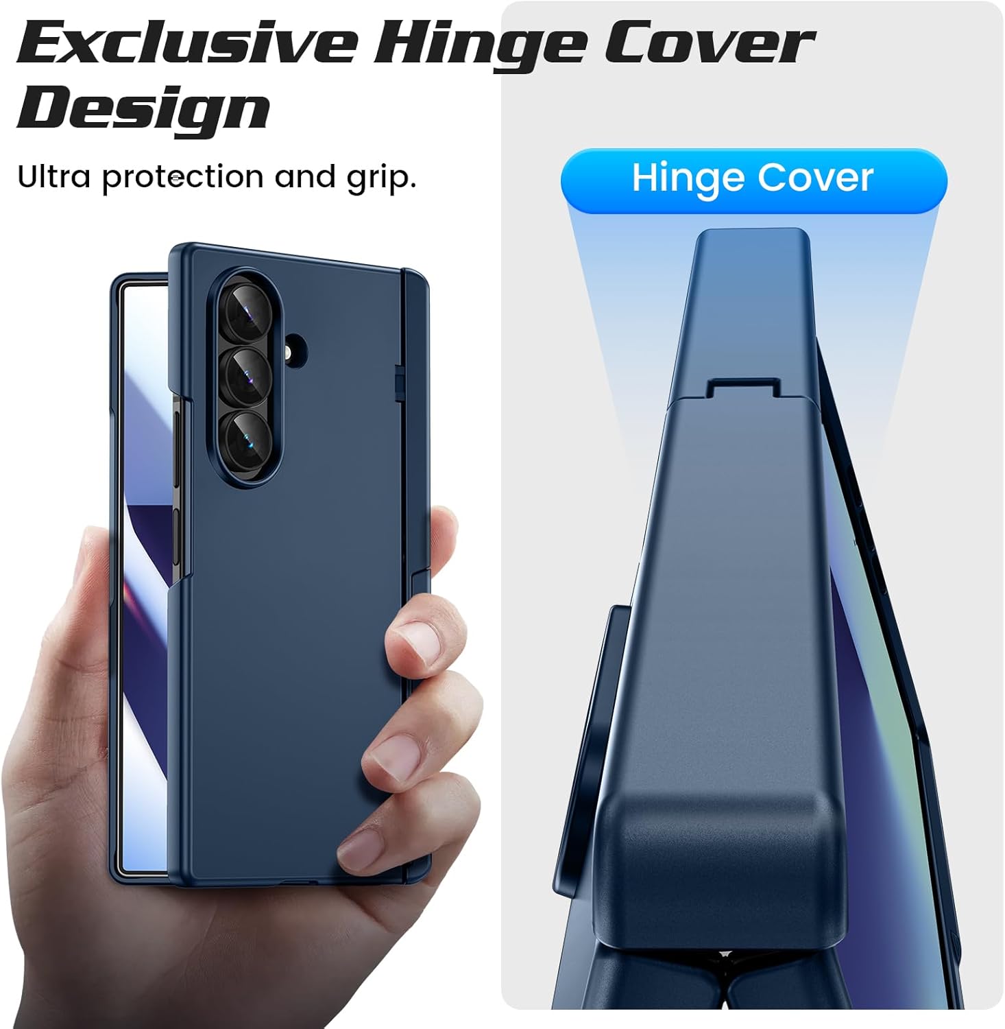 Doeshine for Samsung Galaxy Z Fold 7 Case with Kickstand Military-Grade Shockproof Protective Phone Case Cover (Blue) & Front Screen Protector, [Support Wireless Charging] Magnetic Hinge Protection, 