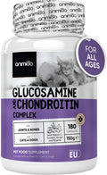 Animigo Glucosamine for Dogs & Cats with Chondroitin (1075Mg) - 180 Capsules - Hip & Joint Supplement for Dogs & Cats of All Ages - with Turmeric, Ginger, Vitamin C & Rosehip - Cats & Dogs Joint Care