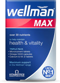 Wellman Max - Multivitamin Tablets for Men Formula Mix with Maximum Support for Energy, Immune System, Testosterone Level, Bone, Brain,Heart and Vision Health,