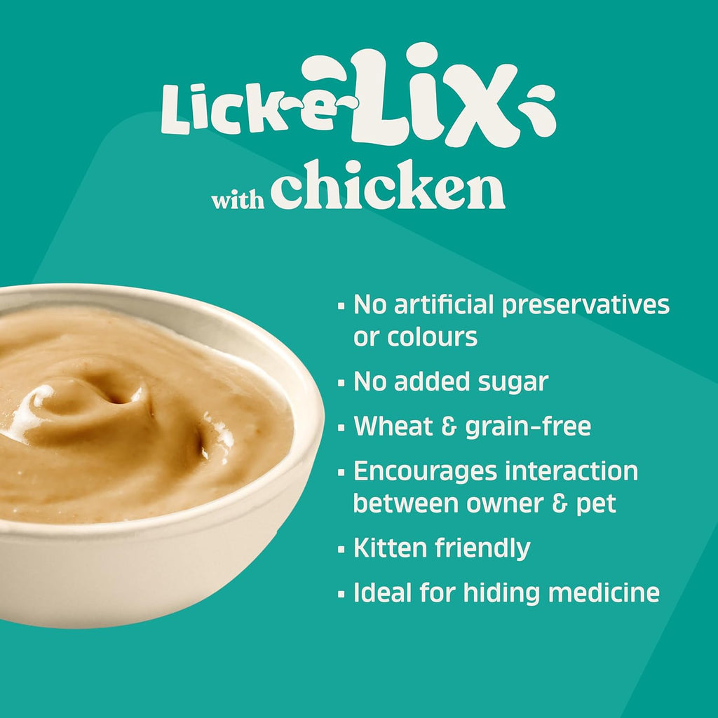Webbox Lick-E-Lix Cat Treats, Chicken - Kitten Friendly, Grain and Gluten Free, No Artificial Preservatives or Colours (10 X 5 Packs)