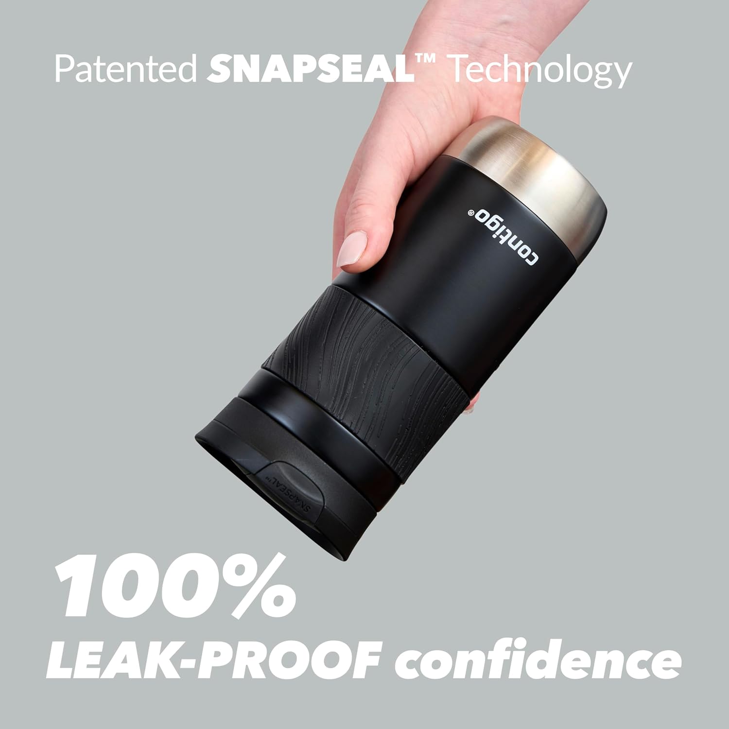 Contigo Byron Snapseal Travel Mug  470ml Licorice | Stainless Steel Thermal-Mug | Insulated Coffee to Go Cup | 100% Leakproof | Keeps Hot for 7 Hours | Dishwasher Safe Lid |