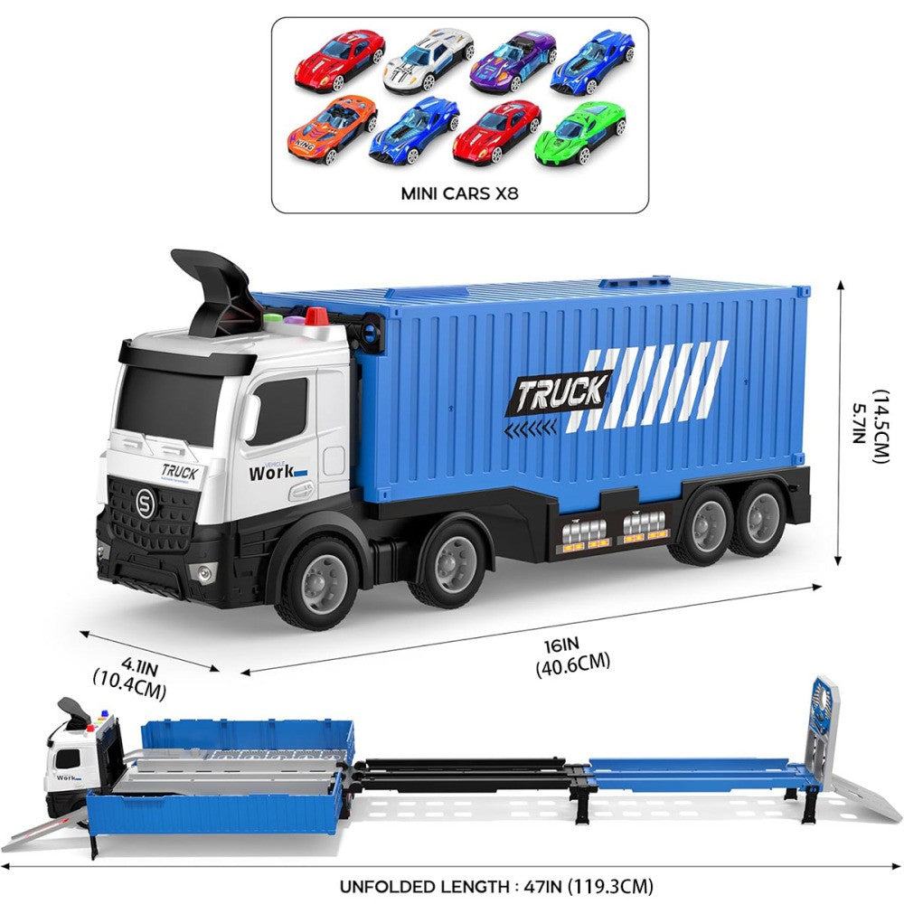Transport Truck Toys Cars with 8 Metal Race Cars Toy Gifts for Boys Ages 3 4 5 6