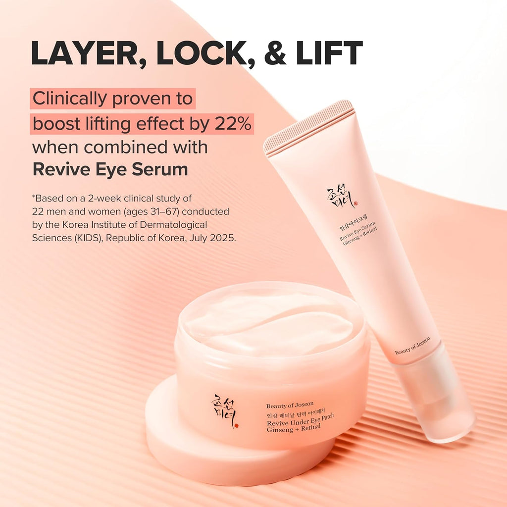 Beauty of Joseon Revive under Eye Patch Retinal Ginseng for Puffy under Eye Bag Masks Collagen Peptide Korean Skincare for Women and Men, 60 Sheets 30 Pairs