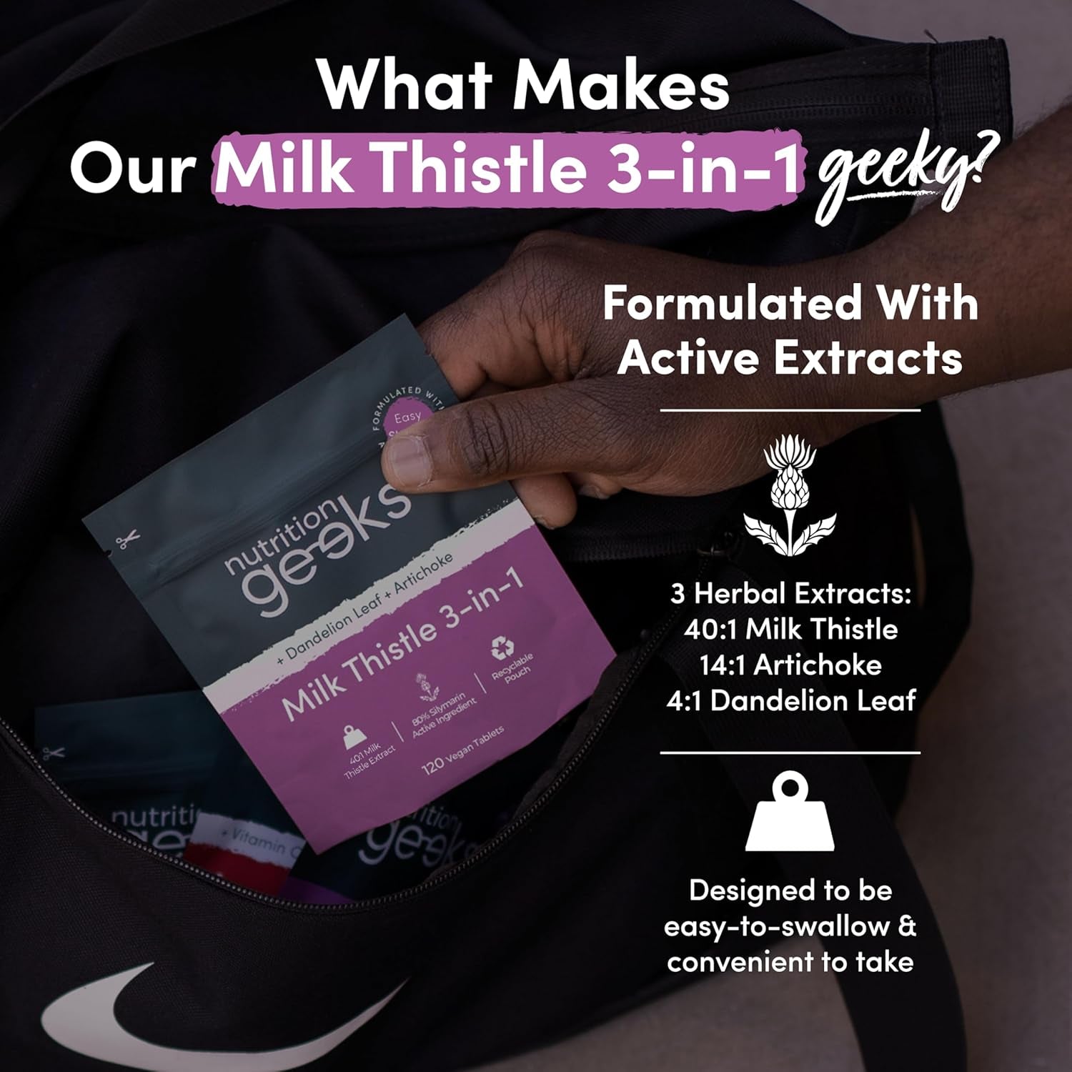 Milk Thistle Tablets 3-In-1 Complex - 120 Tablets (2 Month Supply) - 100Mg Extract 80% Silymarin with Artichoke & Dandelion Leaf (Not Milk Thistle Capsules or Tincture) - Vegan - UK Made Supplement
