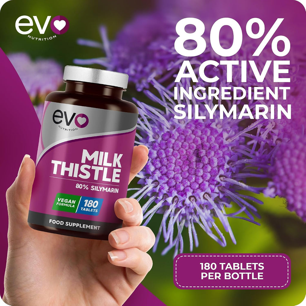 Milk Thistle Tablets | 80% Silymarin | 180 Tablets | Vegan Supplement | Milk Thistle Capsules Alternative | Made in the UK