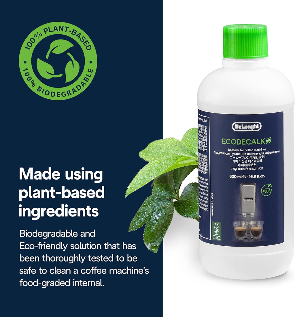 De'Longhi Ecodecalk Descaler DLSC500, 5 Decalcification Doses, Coffee Machine Descaler, Coffee Machine Maintenance Accessory, Plant-Based Ingredients, Bottle with 5 Doses, 500Ml