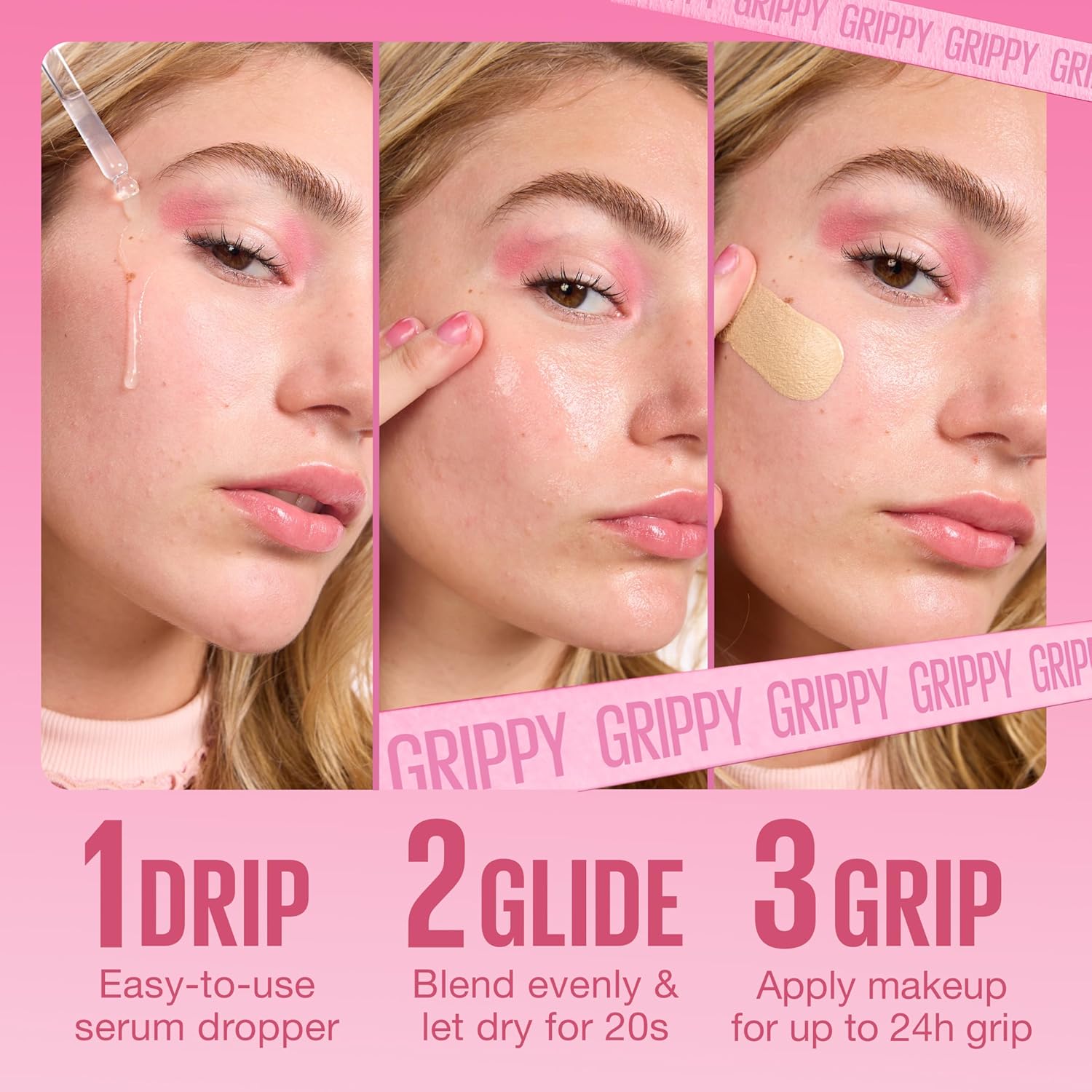 Maybelline New York Grippy Serum Makeup Primer 30ml, Glides on like a Serum, up to 24H Wear, Instantly Plumps & Hydrates Skin, +2% Niacinamide, Water-Based Formula, Suitable for All Skin Types (30Ml)