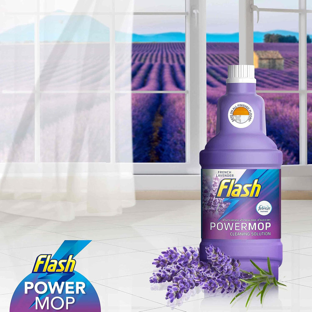 Flash Power Spray Mop Floor Cleaner Multi-Surface Cleaning Liquid Lavender 5L (1.25Lx4)