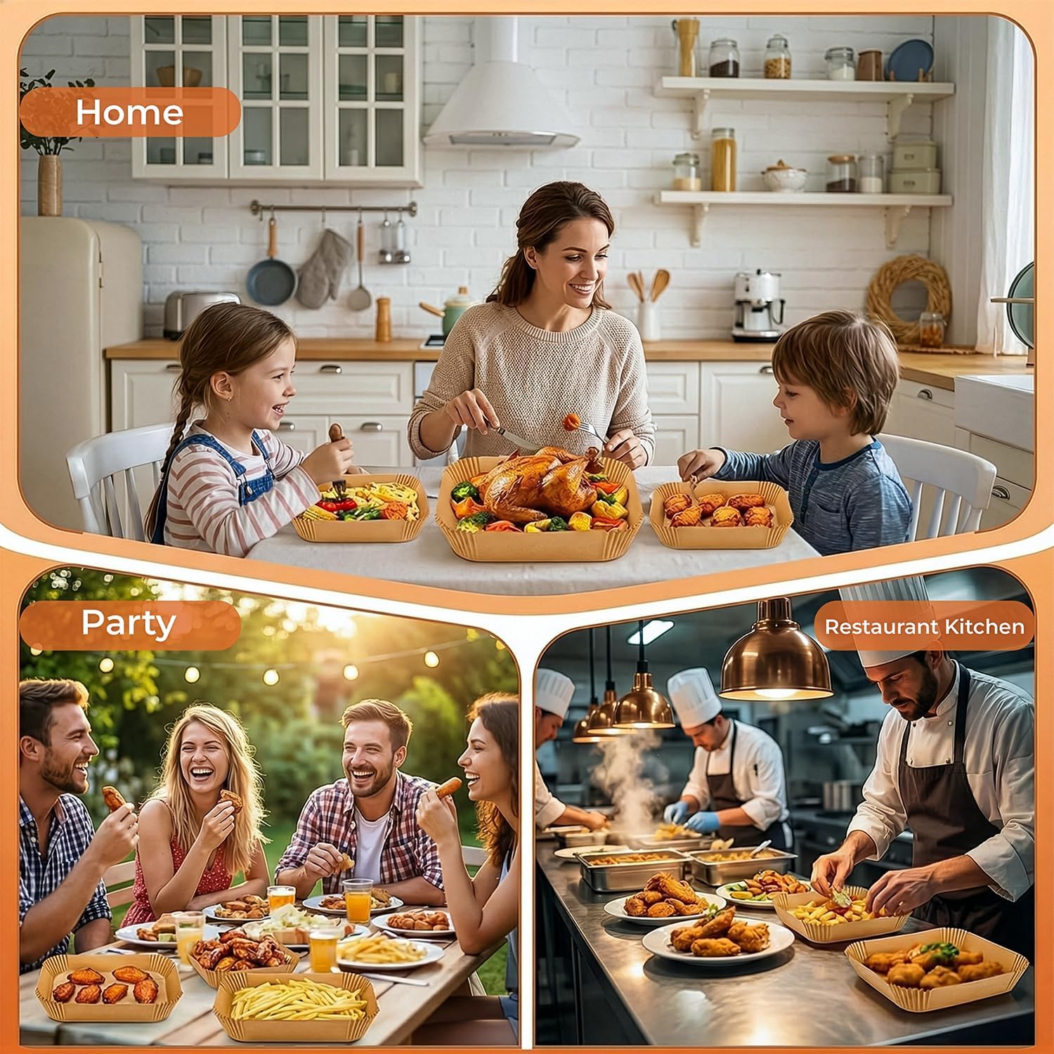 Roe Tenpo Air Fryer Liners, 100Pcs Disposable Baking Parchment Paper, Non-Stick & Greaseproof, Air Fryer Accessories for Ninja AF300UK AF400UK, Salter, Tower and Other Dual Zone Air Fryer