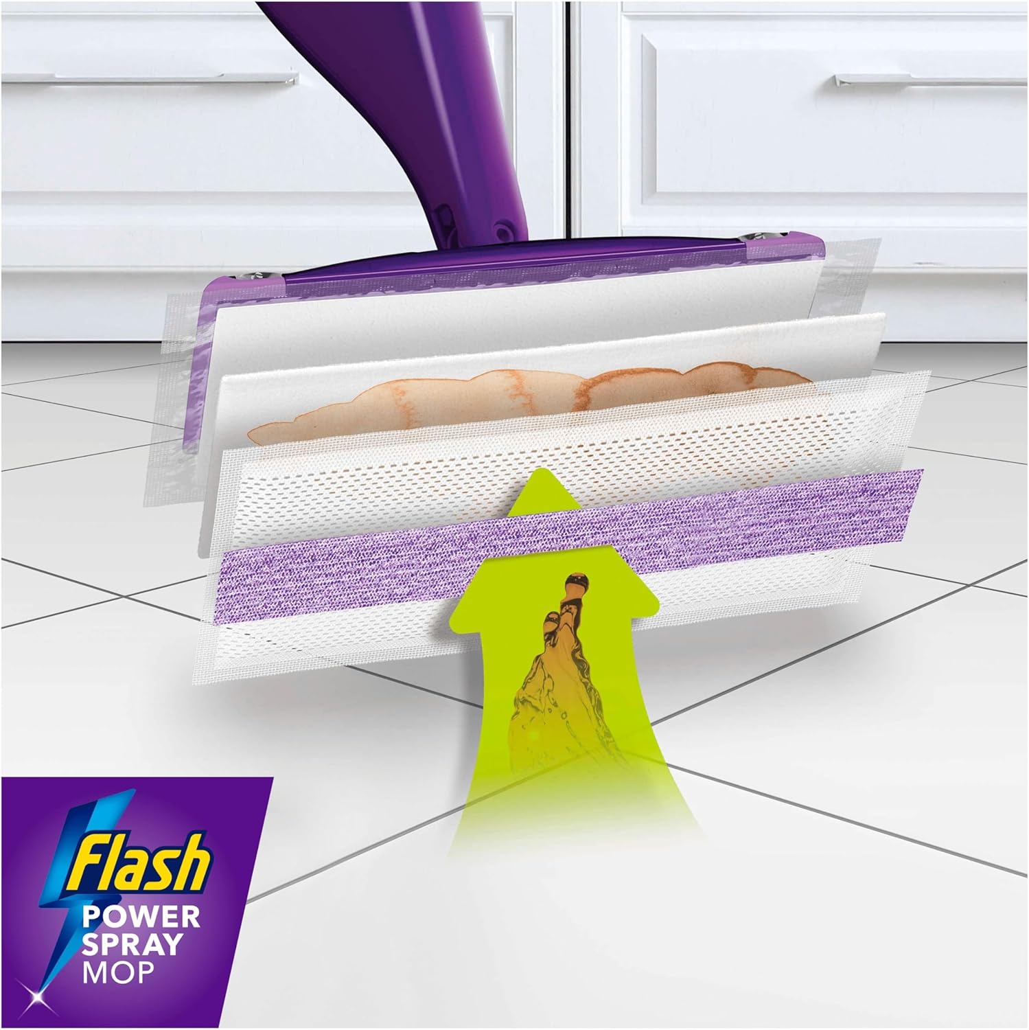 Flash Power Spray Mop Floor Cleaner Multi-Surface Cleaning Liquid Lavender 5L (1.25Lx4)