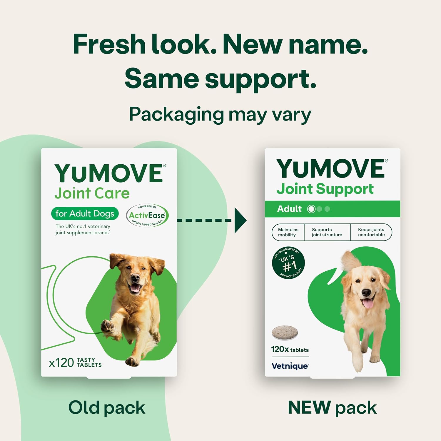 Yumove Joint Supplement for Dogs, Essential Dog Hip and Joint Support for Adult Dogs with Glucosamine, Chondroitin, Green Lipped Mussel, Aged 6 to 8, 120 Tablets