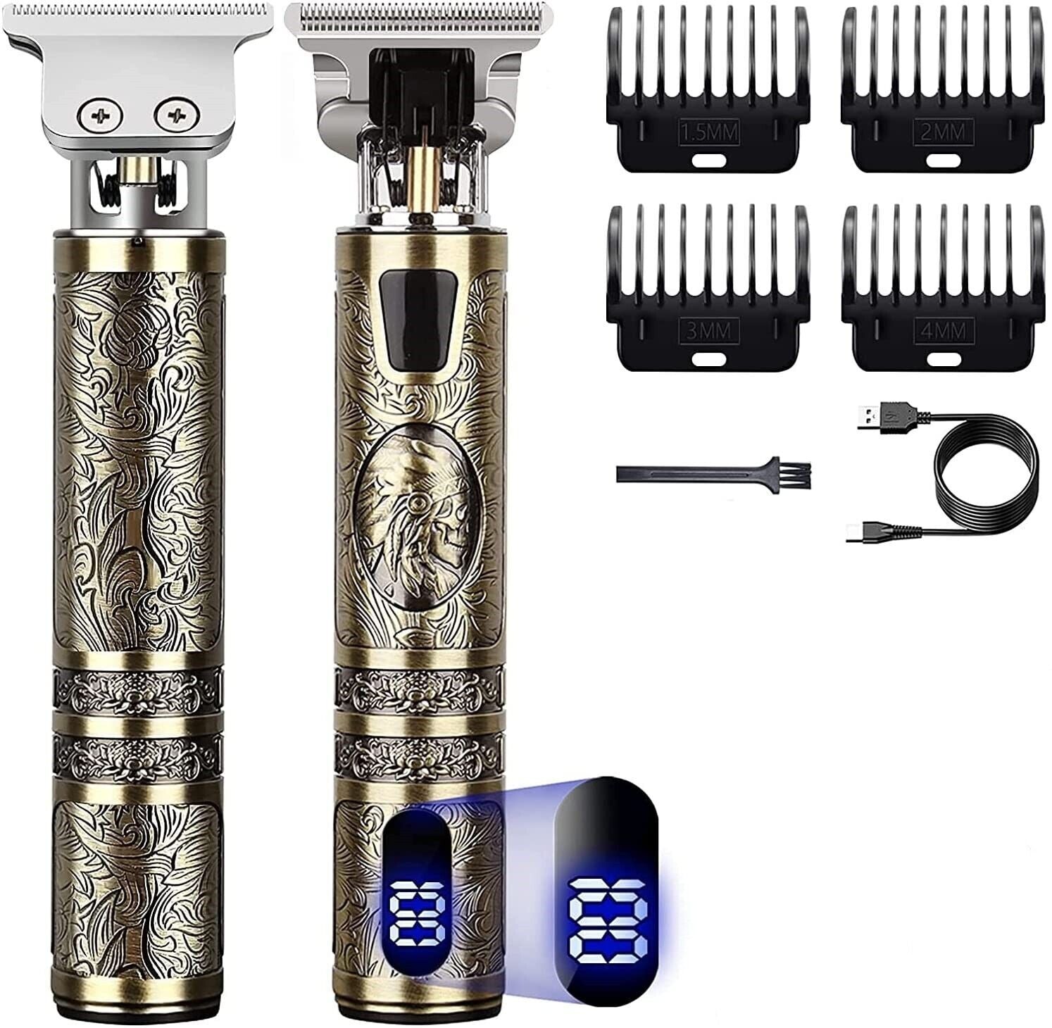 Professional Men Cordless Hair Clippers Beard Trimmer Cutting Machine Kit Small LCD Screen Display