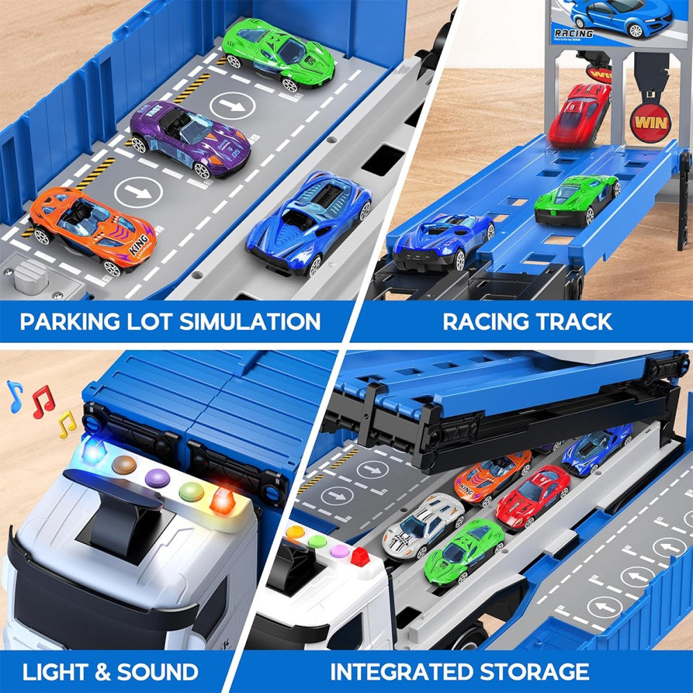 Transport Truck Toys Cars with 8 Metal Race Cars Toy Gifts for Boys Ages 3 4 5 6