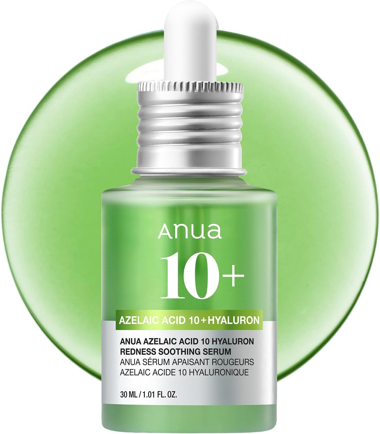 Anua Azelaic Acid 10 Hyaluron Redness Soothing Serum, Facial Serum for Blemish-Prone & Oily-Prone Skin, Lightweight & Hydrating Blemish Care, Hyaluronic Acid, Korean Skincare, 30Ml