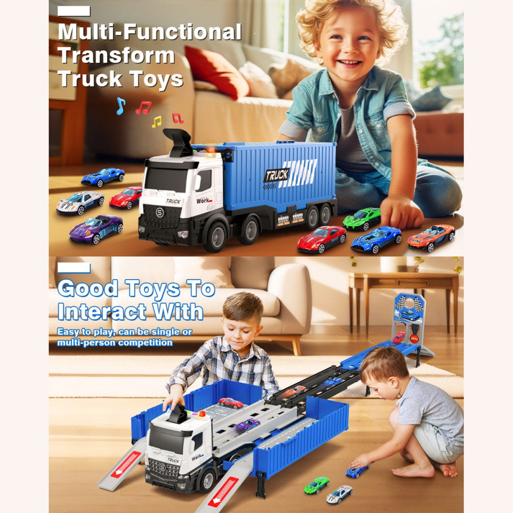 Transport Truck Toys Cars with 8 Metal Race Cars Toy Gifts for Boys Ages 3 4 5 6