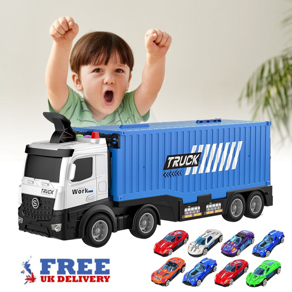 Transport Truck Toys Cars with 8 Metal Race Cars Toy Gifts for Boys Ages 3 4 5 6