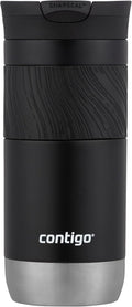 Contigo Byron Snapseal Travel Mug  470ml Licorice | Stainless Steel Thermal-Mug | Insulated Coffee to Go Cup | 100% Leakproof | Keeps Hot for 7 Hours | Dishwasher Safe Lid |